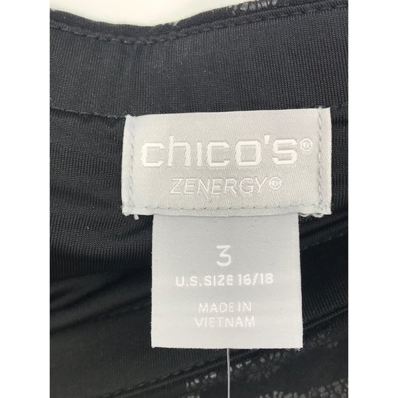 Chico's Zenergy So Slimming Houndstooth Foil Legging Pant Black 3R (16/18) NEW - Picture 3 of 5
